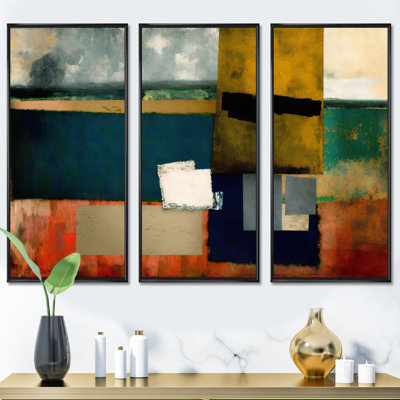 «Blue Sky Colorfields VI», reproduction sur toile 3 pièces