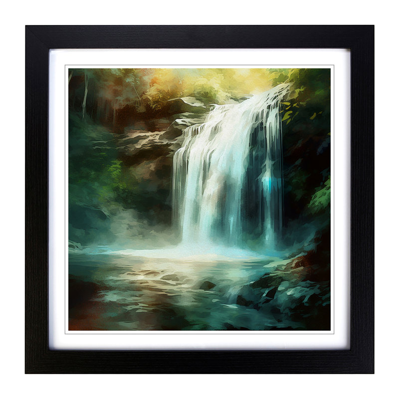 Waterfall Digital Art No.1 - Framed Print, Black