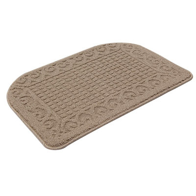 Anti Fatigue Kitchen Rug, Half Round Polypropylene Mat, Non-Slip and Machine Washable,1 Piece (Beige)