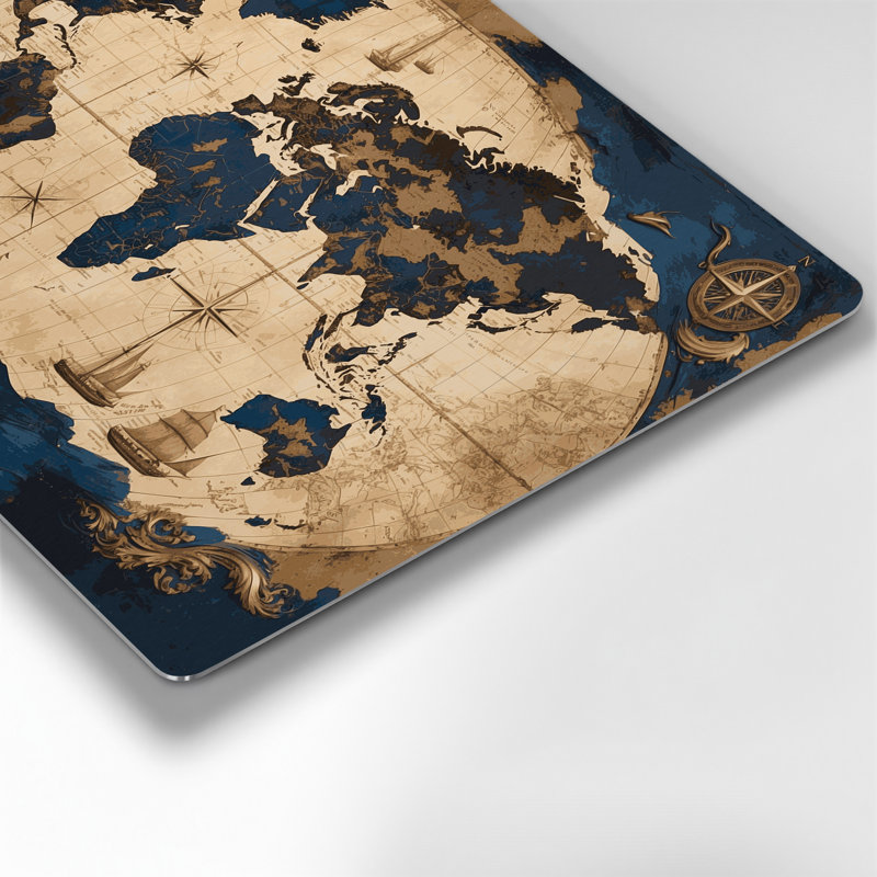 Nautical Map grid patterns Brown Metal Wall Art, 11" H x 14" W