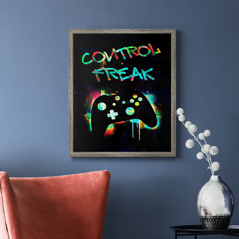 Toile encadrée Gamer Tag I de qualité supérieure - prête à être accrochée, H 24 po x l 20 po, Gris