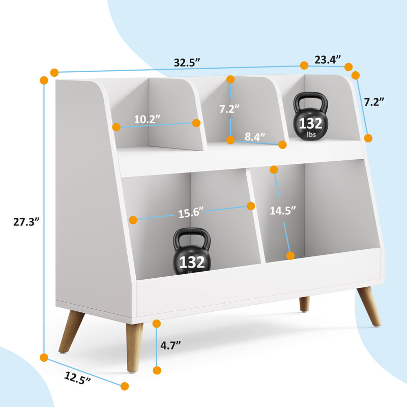 Allya Multi-Cubby Bookcase with Toy Storage, White