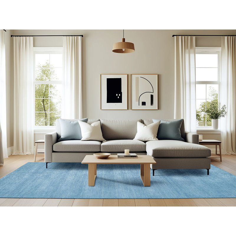 Contemporary Blue Area Rug, Rectangle 6' x 9'