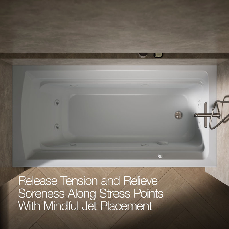 Archer® Alcove 72" x 36" Whirpool Bathtub, Ice Grey, Right