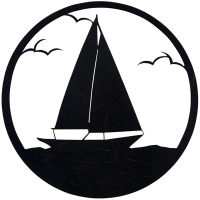 Sailboat Circle Metal Decor