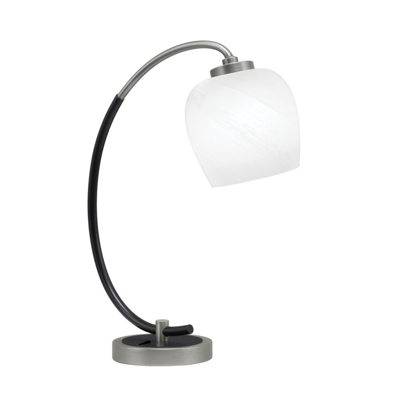 Lampe de bureau en acier inoxydable Wahab, Graphite / noir mat, Blanc