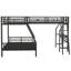Lit simple superposé simple avec lit mezzanine simple, avec bureau, métal, noir