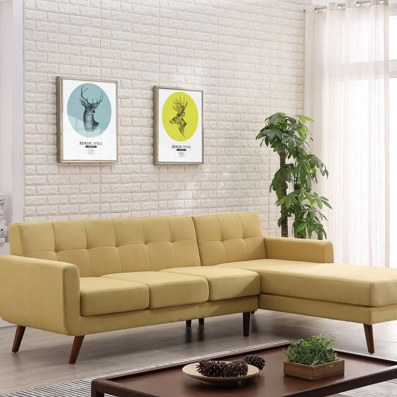 Canapé et chaise longue 98,48 po Barnet, Orienté à droite (vu de face), Jaune Naples