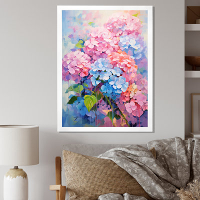 Delicate Hydrangea Bouquet Gentle Pastel - Hydrangea Framed Wall Art Prints