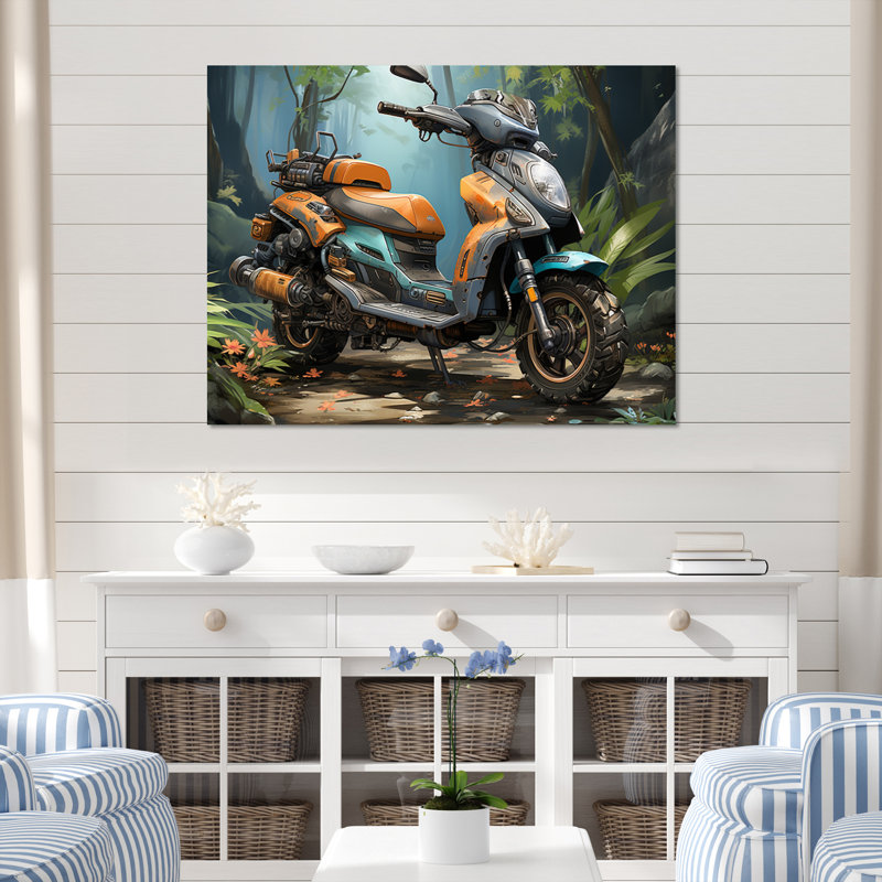 Scooter dans Wild Adventure Seeker I - impression, 16" H x 32" W, Gold Picture Framed