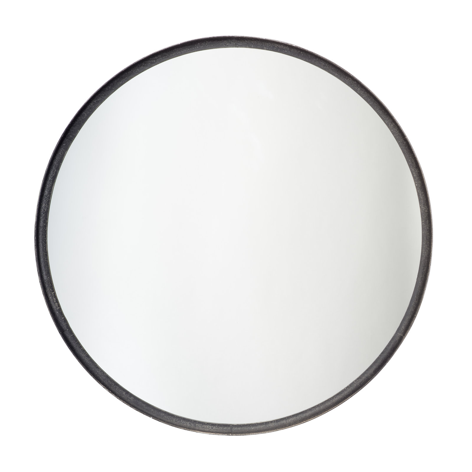 Refined Iron Round Mirror, Black
