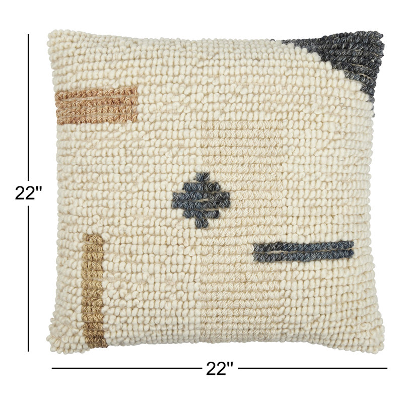 Coussin décoratif réversible en mélange de laine Sand Dunes, Mélange de duvet, H 22 po x l 22 po