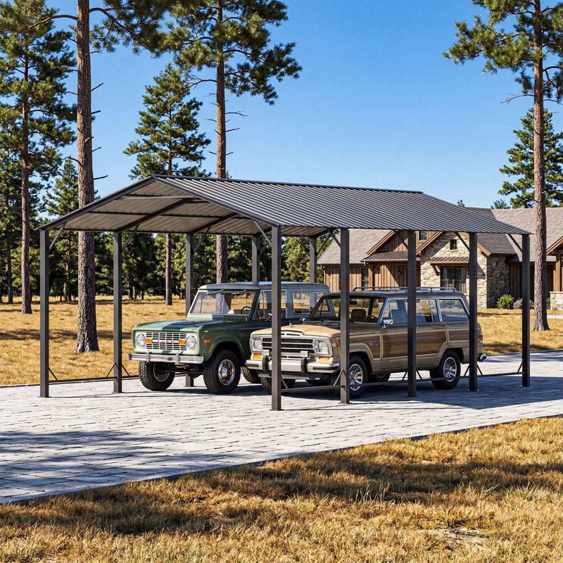  12 Ft. W X 20 Ft. D Heavy Duty Carport With Galvanized Steel Roof, 12 Ft. W x 20 Ft. D