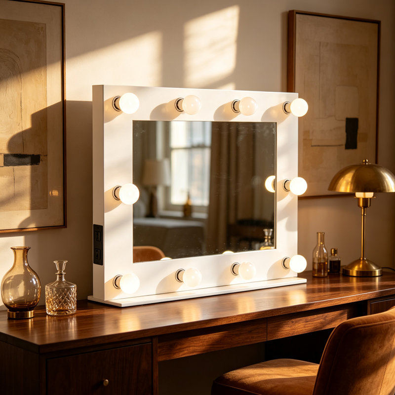 32"Hollywood‑Style Vanity Mirror with Built‑in Outlets