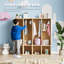 Casier de vestiaire de classe à 4 sections avec 4 casiers, organisateur de rangement pour casiers de garderie avec 8 crochets pour la maison, l'école et la maternelle-124006803
