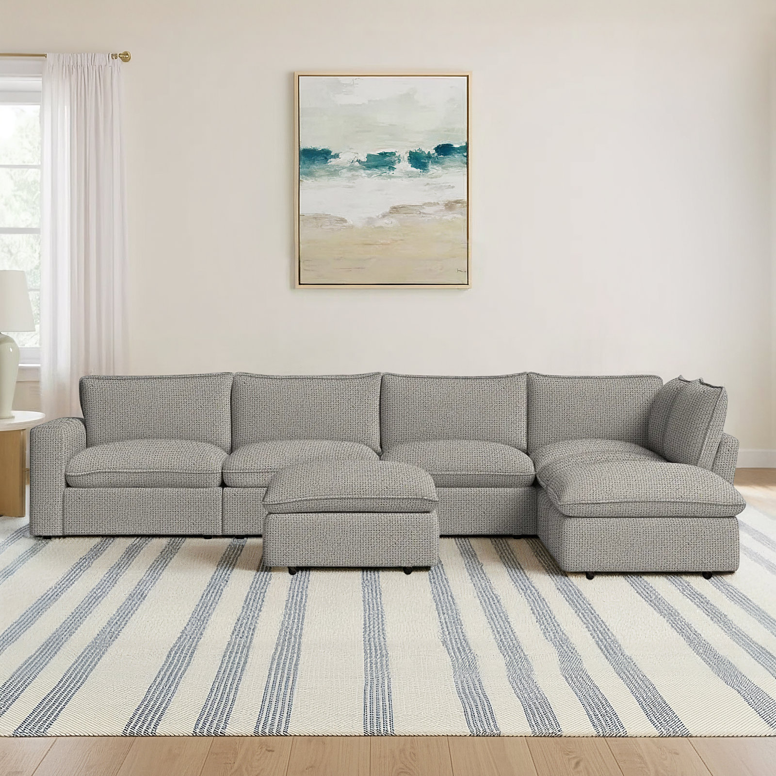 Zisa Modular Upholstered L-Sectional, Ida Light Gray