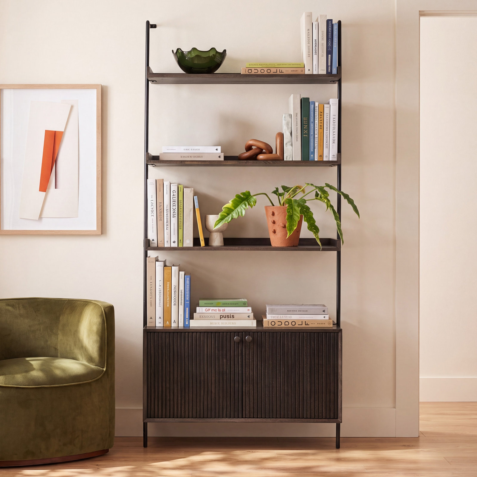 Enya Narrow Ladder Bookcase