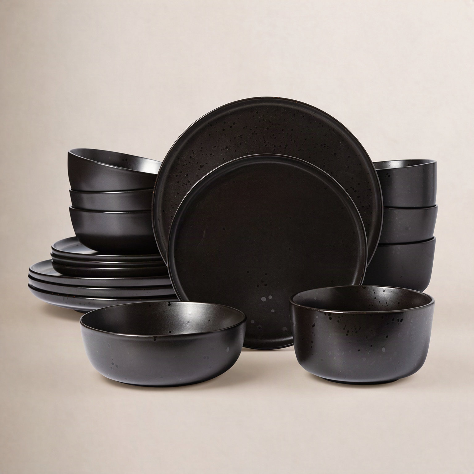 James Street Stoneware Dinnerware Set, Pepper Black