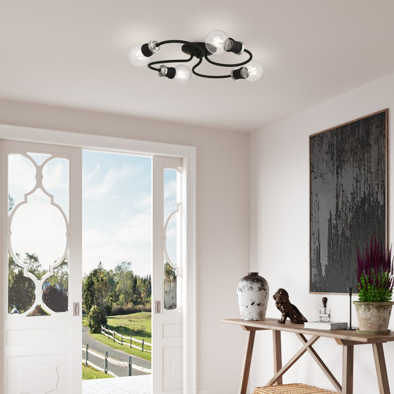 Plafonnier encastré grand 4 lumières 16 po Tatsue, Noir