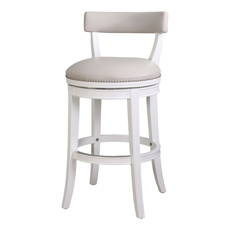 Tabouret de comptoir pivotant rembourré avec structure en bois massif Carollynn