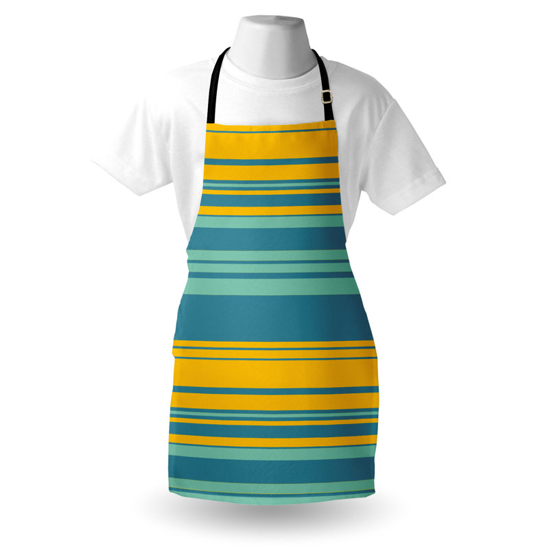 Tablier jaune et bleu East Urban Home unisexe, horizontal moderne, taille adulte, turquoise sarcelle