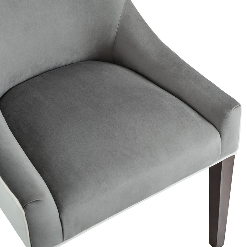 Chaise rembourrée fumée pour la salle à manger - Tissu, siège en mousse confortable, pieds en bois massif avec finition en bois de noyer