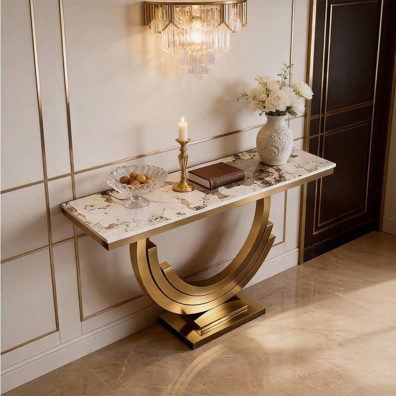 Console en pierre frittée de style italien, H 33,4 po x l 47,2 po x P 13,7 po