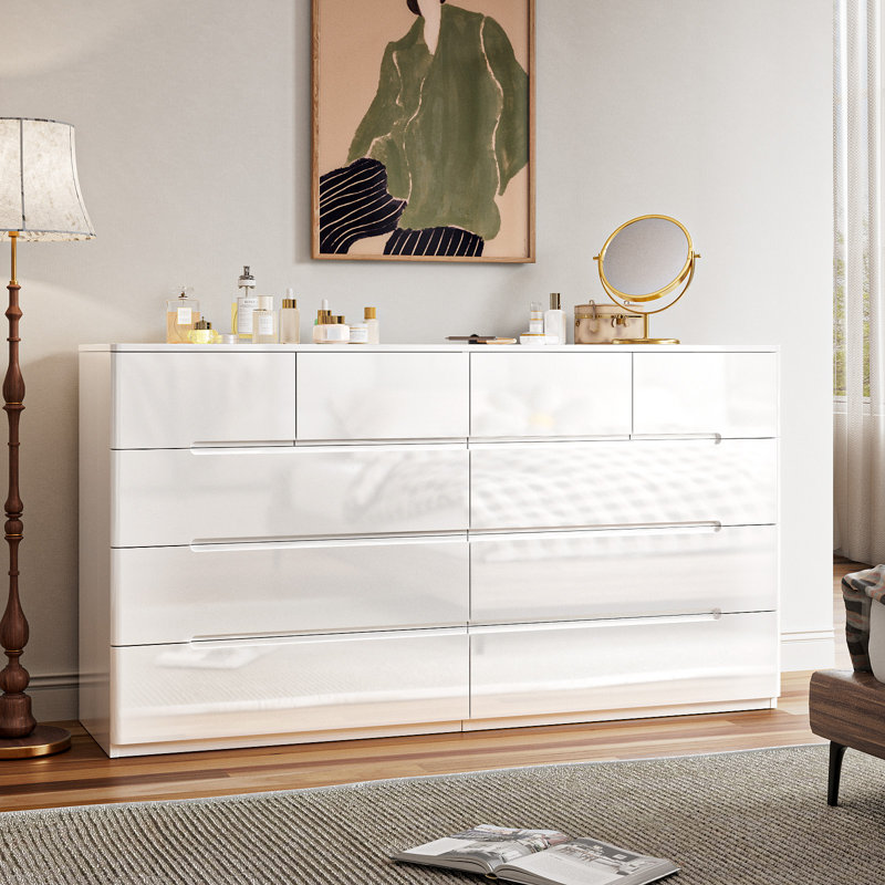 white 10 drawer dresser EnHomee for Bedroom with Drawer, Multi-Layer Organization Practical Multi 10 Drawer 55'' W Double