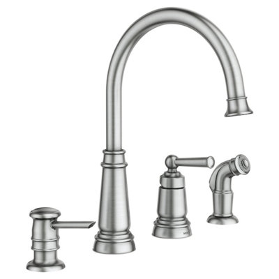Moen Edison Single Handle Deck-mount Kitchen Faucet (Soap Dispenser Included) ( Side Sprayer Included )