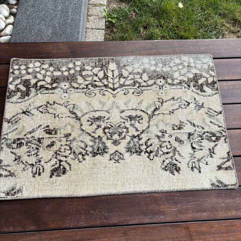 Beautiful Brown Boho Chic Small Turkish Rug Ideal for Home Decor and Gift Giving