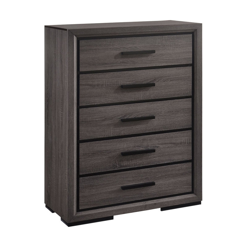 Commode 5 tiroirs l 34,6 po de couleur grise