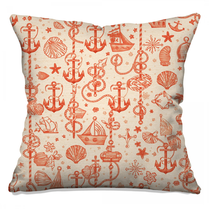 Nautical Anchor Shells Double Sided Throw Pillows, 18 x 18 inches