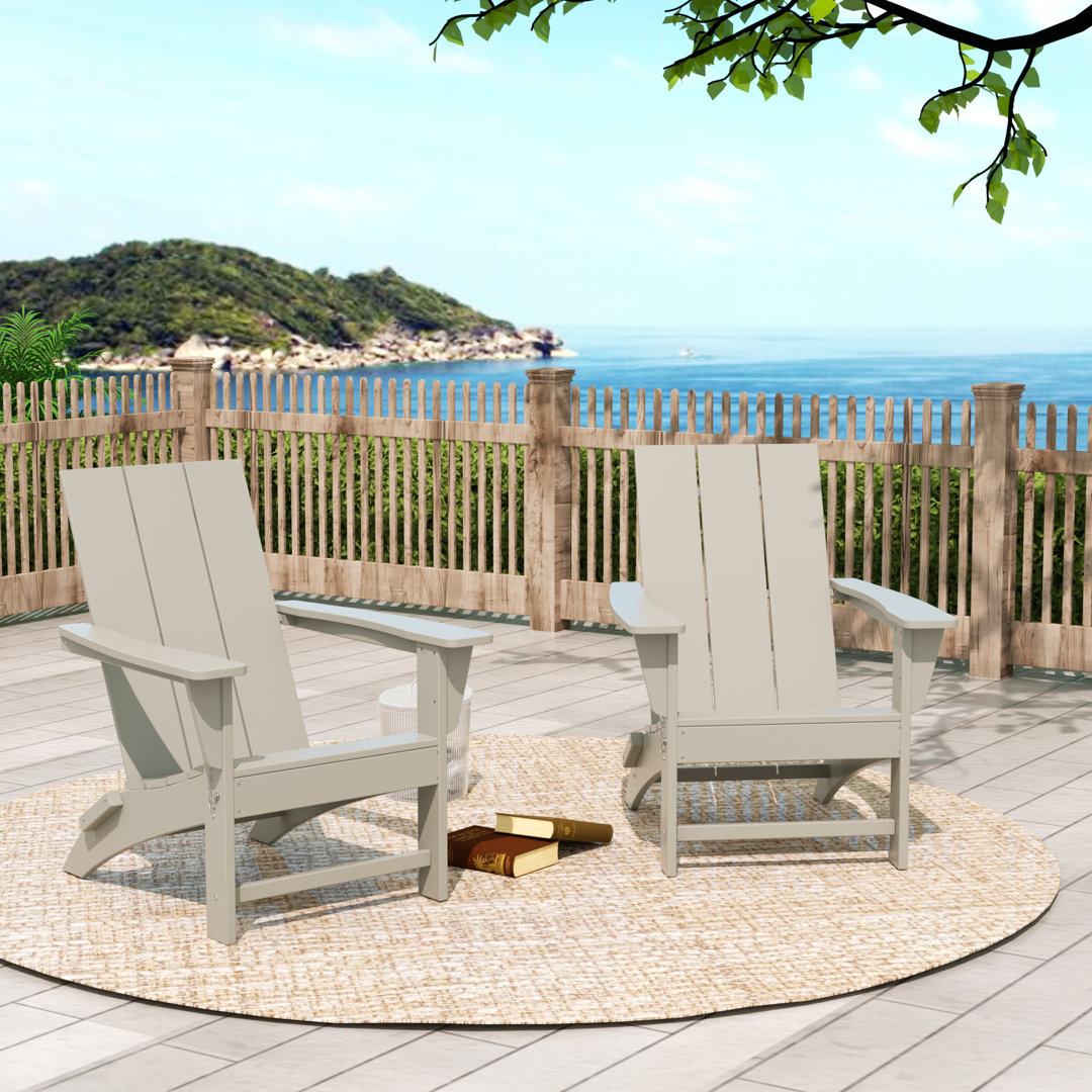 Laprade Foldable Outdoor Adirondack Set (Set of 2) Beachcrest Home™ 