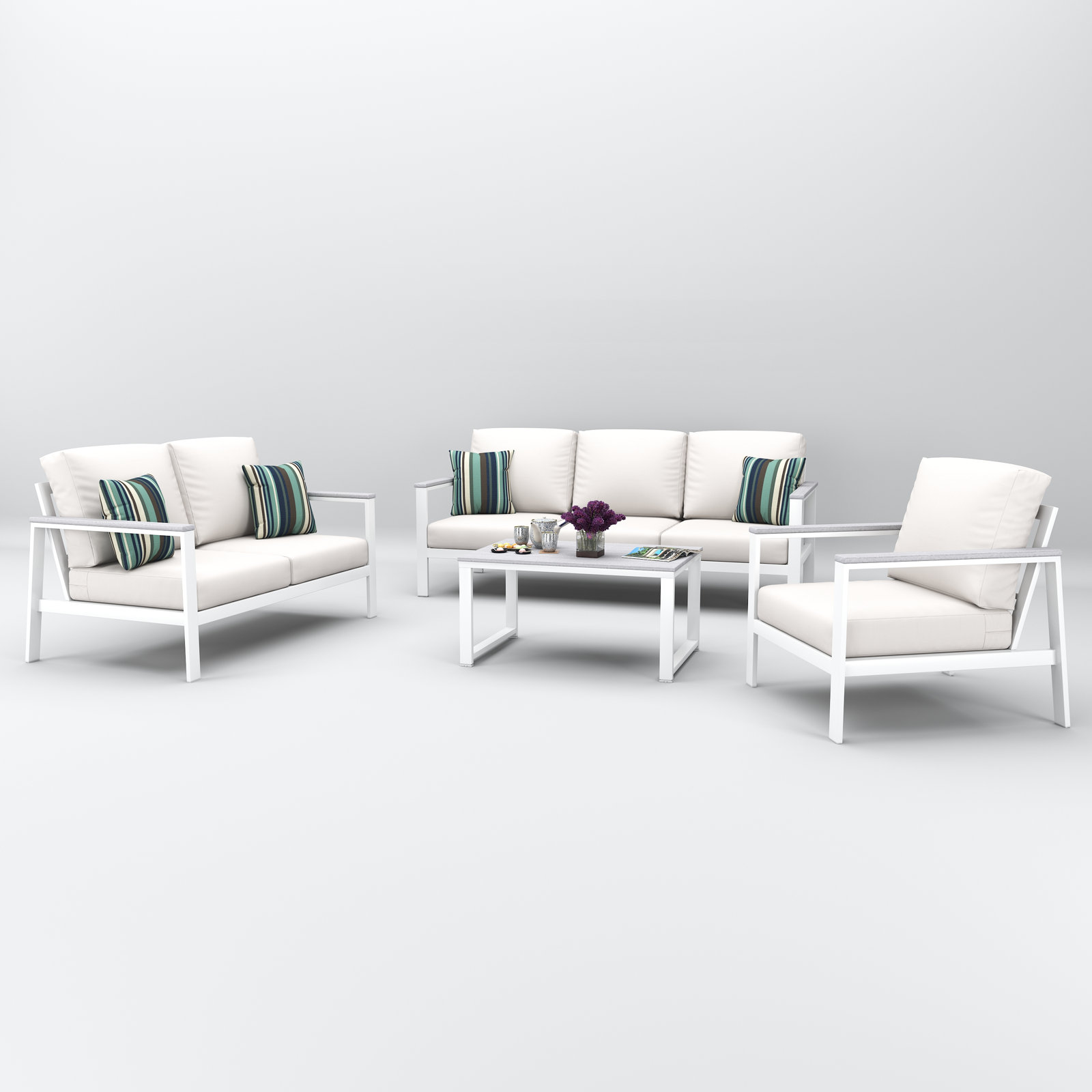 Townsend 6-Person Sunbrella® Patio Seating Group, Canvas White, White