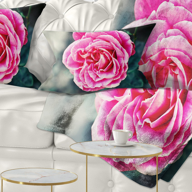 Coussin lombaire floral rose