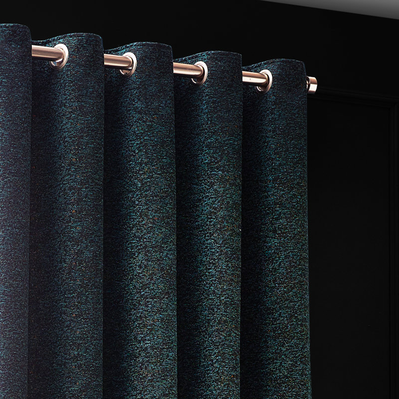  Chenille Room Darkening Eye Curtains, 229cm Width x 229cm Drop, Emerald