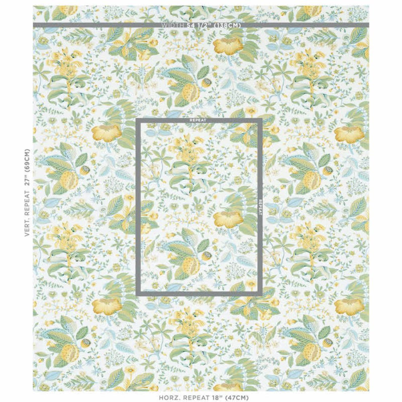Tissu botanique grenade, Citron