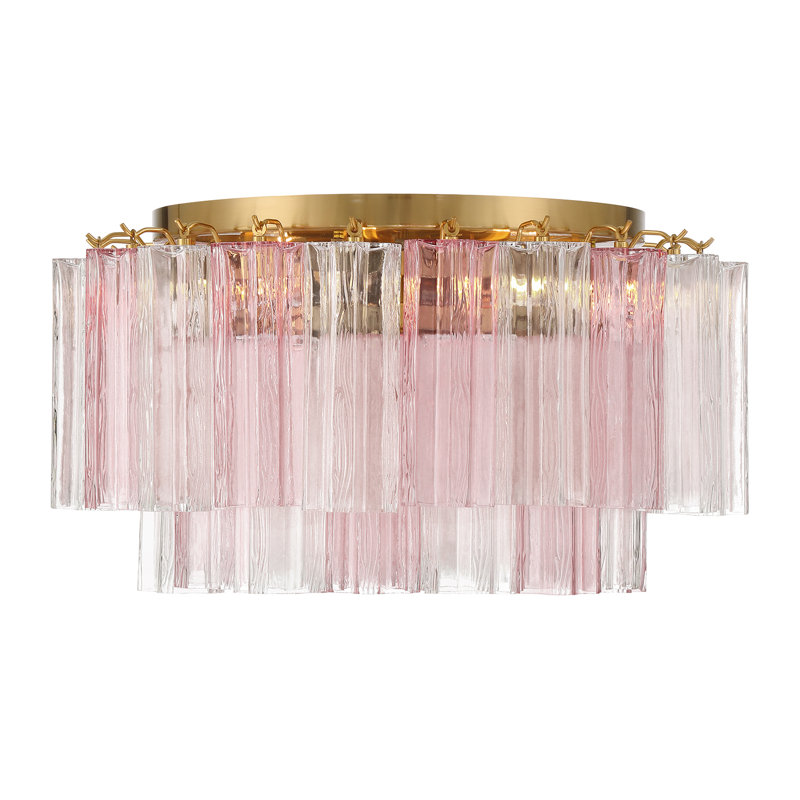 Addis Light Polished  Flush Mount, Aged Brass, Pink