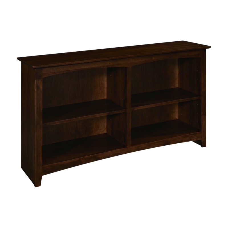 Malani 36" H Solid Wood Classic Bookcase, Coffee, (2 Shelves) 29"H x 49.75"W x 12.875"D