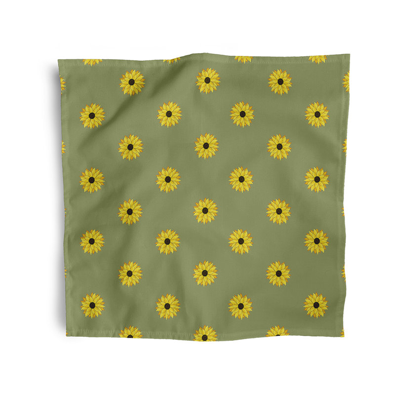Chrisaun Polyester Floral Square Napkin, Green