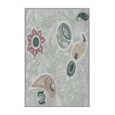 Tapis vert / gris / blanc cassé tissé à la machine