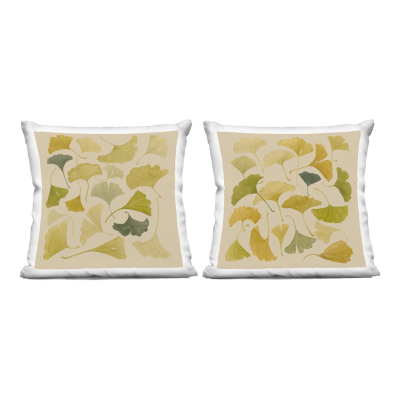 Ensemble de coussins décoratifs imprimés d'automne 2 pièces Ginkgo, par Grace Popp