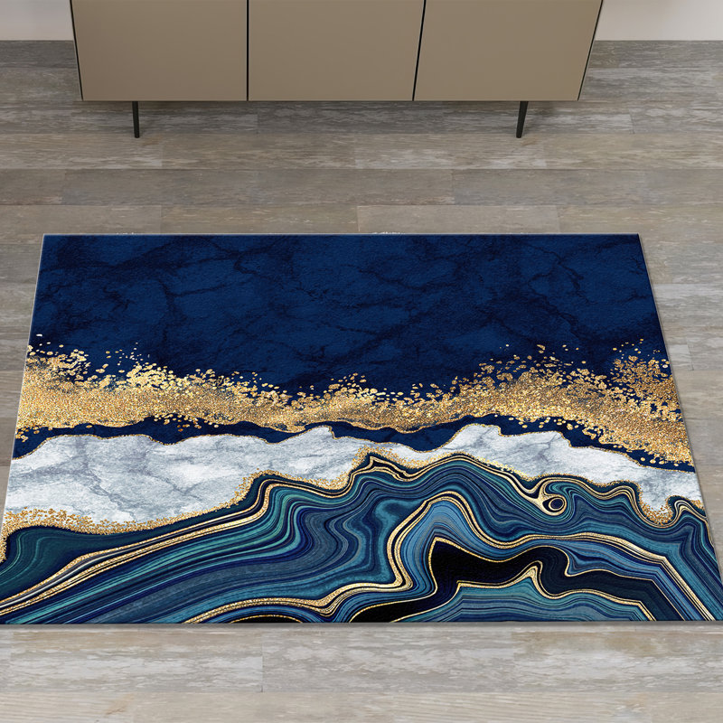 Large Non-Woven Printed Rug Featuring Vibrant Geometric Pattern for Indoor Use in Living Room Bedroom or Office Space