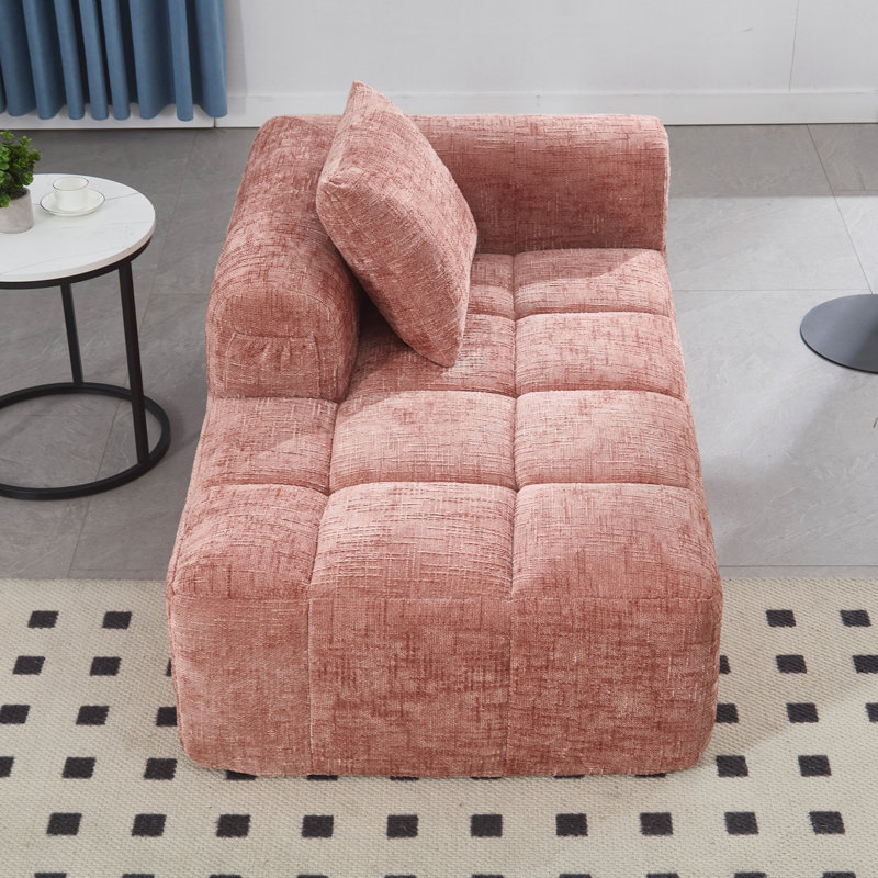 Canapé-lit en chenille UNI, canapé-lit modulaire minimaliste pour le salon, Rose