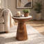 Table d'appoint en marbre de 20 po avec base en bois massif - Table d'appoint moderne pour le salon - Petite table d'appoint pour des espaces élégants et fonctionnels-106720811-106720809