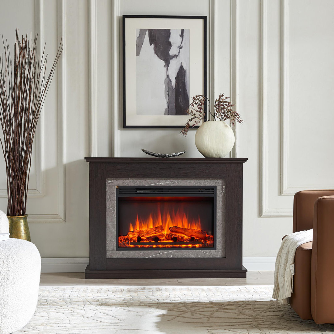 FLAMME Casella Electric Fireplace with Surround Freestanding 2kW Heater Remote Natural Oak