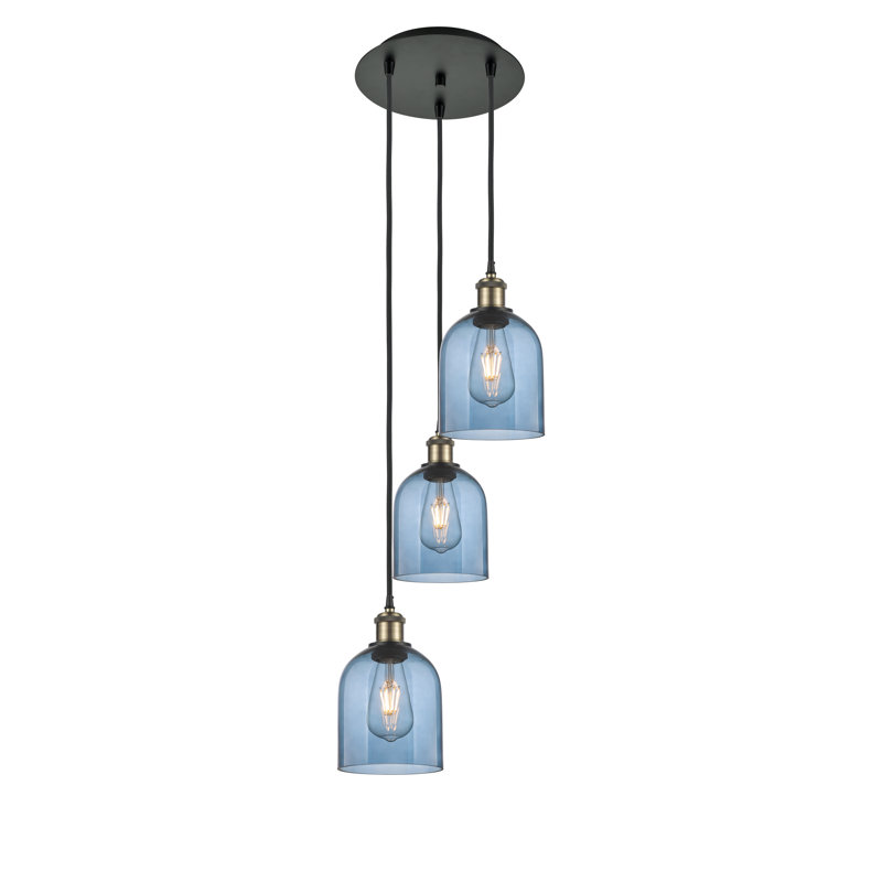 Odaniel 3 - Light Cluster Pendant, Princess Blue, Black Antique Brass