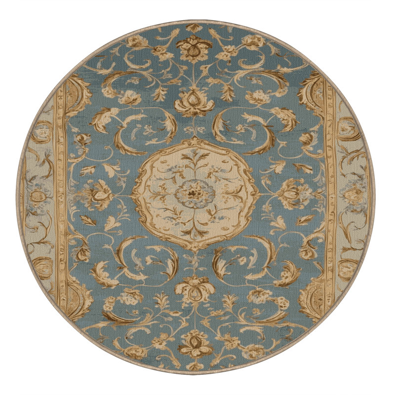 Tapis brun français lavable à la machine, Rond 5 pi