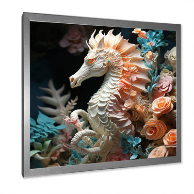Hippocampe avec sanctuaire de fleurs - impression