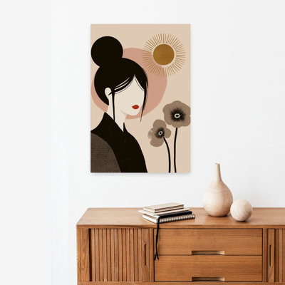 Art mural abstrait contemporain contemporain avec fleur abstraite et minimaliste